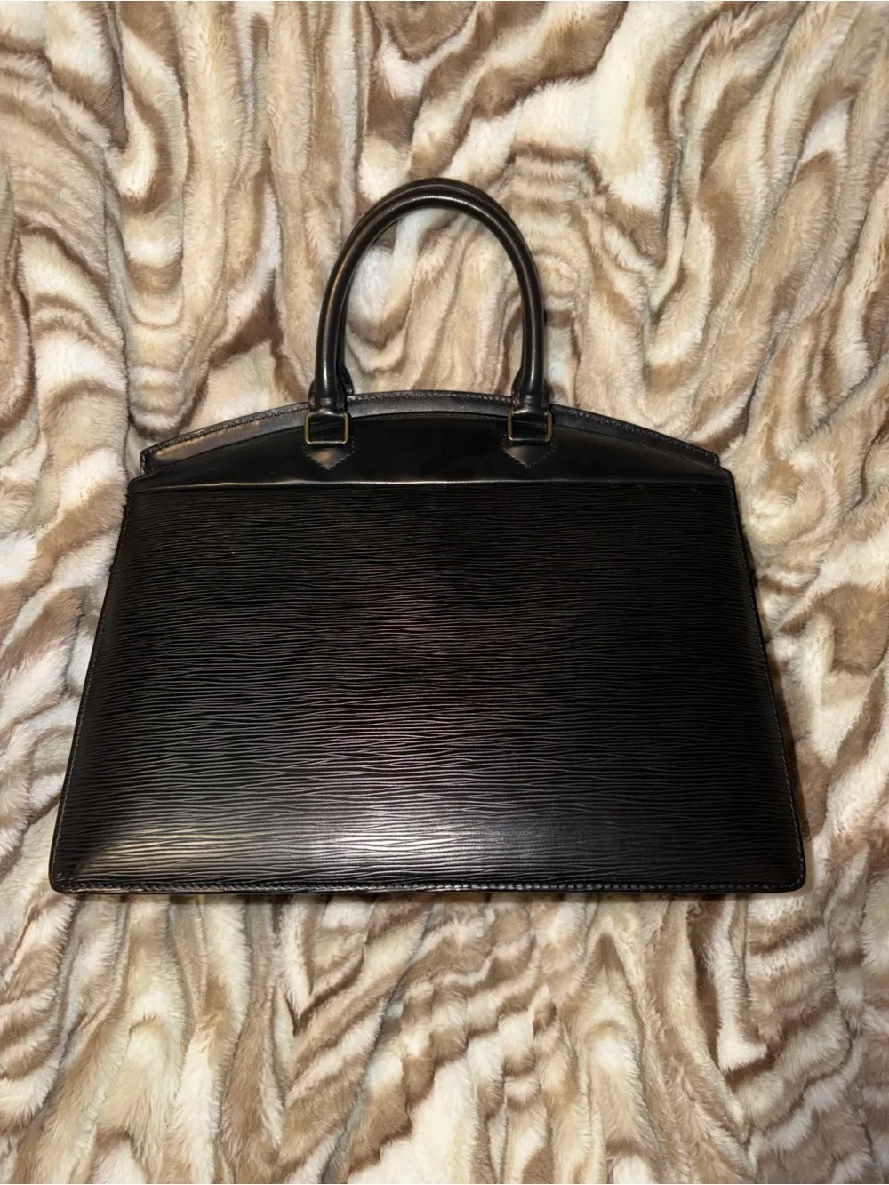Louis Vuitton Black Epi Leather Top-Handle Briefcase with Subtle LV Monogram